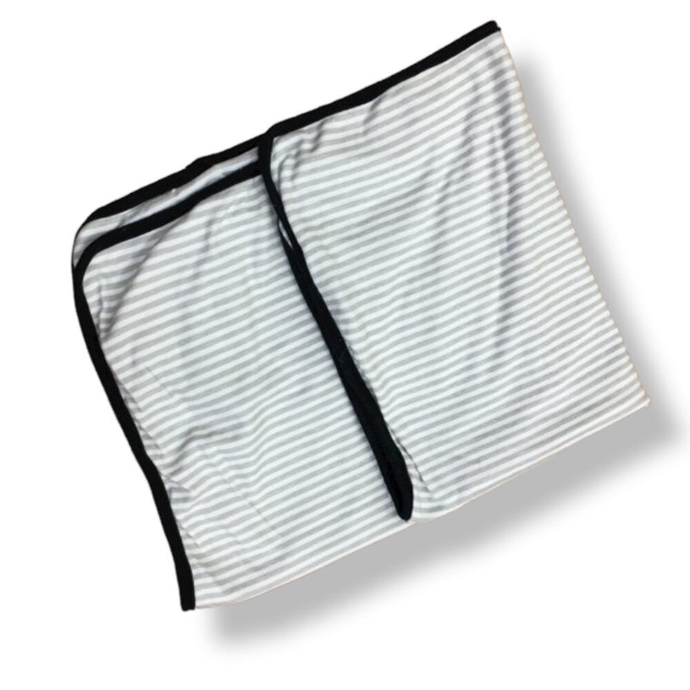 Baby‎ Gear Gray White Striped Blanket Black Trim